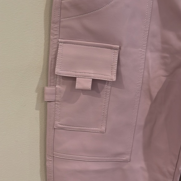 ASOS cargo wide leg fix leather pant pink cream - Picture 3 of 9